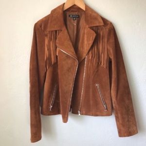 NWOT Suede Fringe Jacket Brown Tan Size M